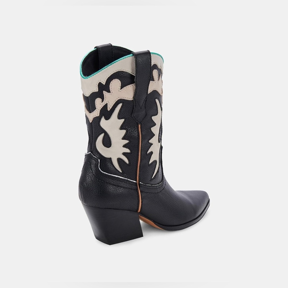 New Dolce Vita Women Western Landen Fashion Black Leather Boot Size 10 - Picture 3 of 9